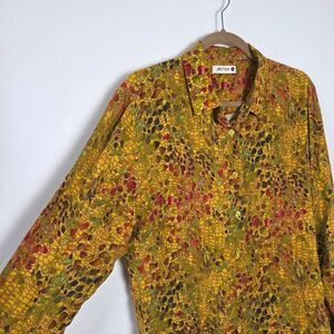 JMITHA Mosaic Stained Glass Snakeskin Reptile Blouse Viscose Tropical Safari XL